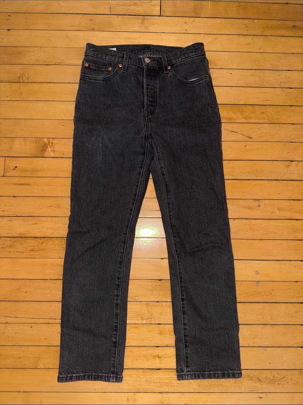 Levi's Dark Black Straight-Leg Jeans - 501